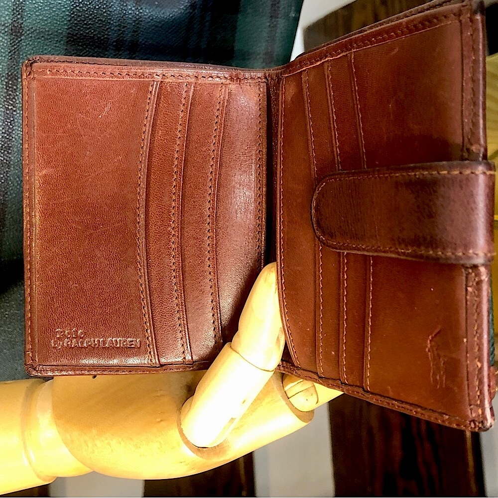 RALPH LAUREN Black Watch Coated Canvas Leather Bifold Wallet - Picture 10 of 17